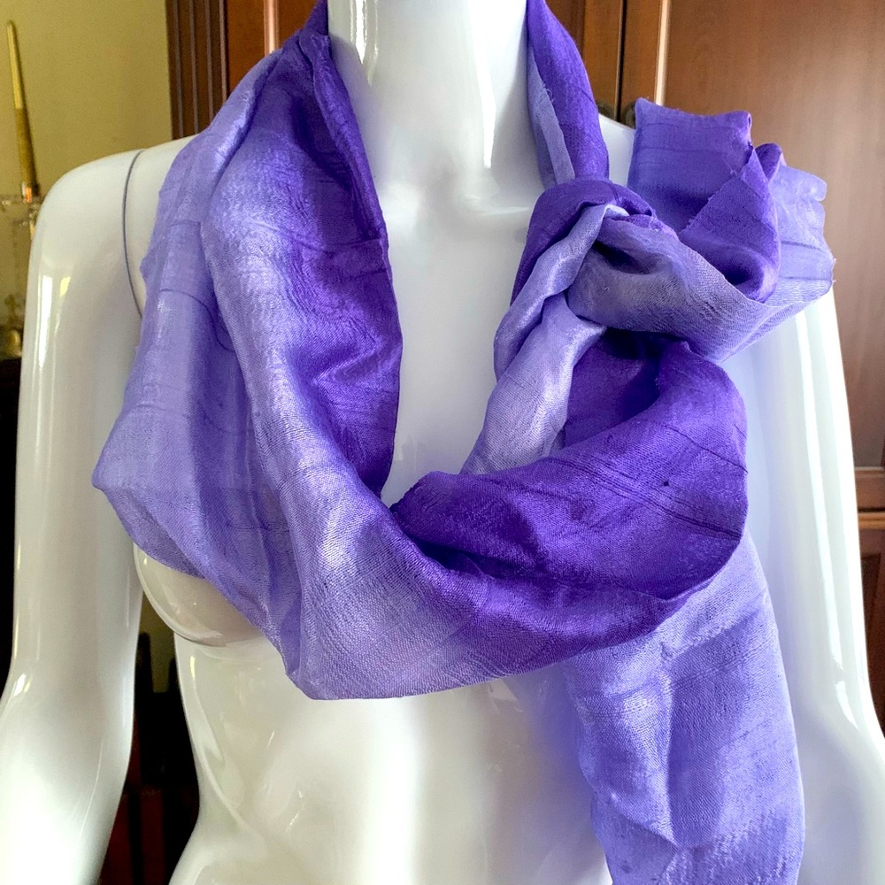 Beautiful purple ombre gradient long silk scarf